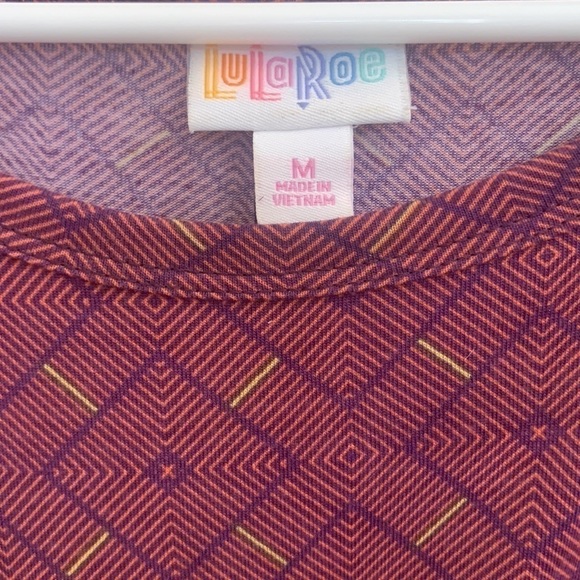 LulaRoe Carly High Low Hem Swing Dress Pink Blue Geometric Print Size M - Picture 8 of 8